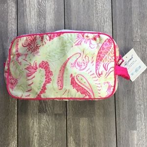 Zazendi Pink and green Silk Cosmetic bag NWT